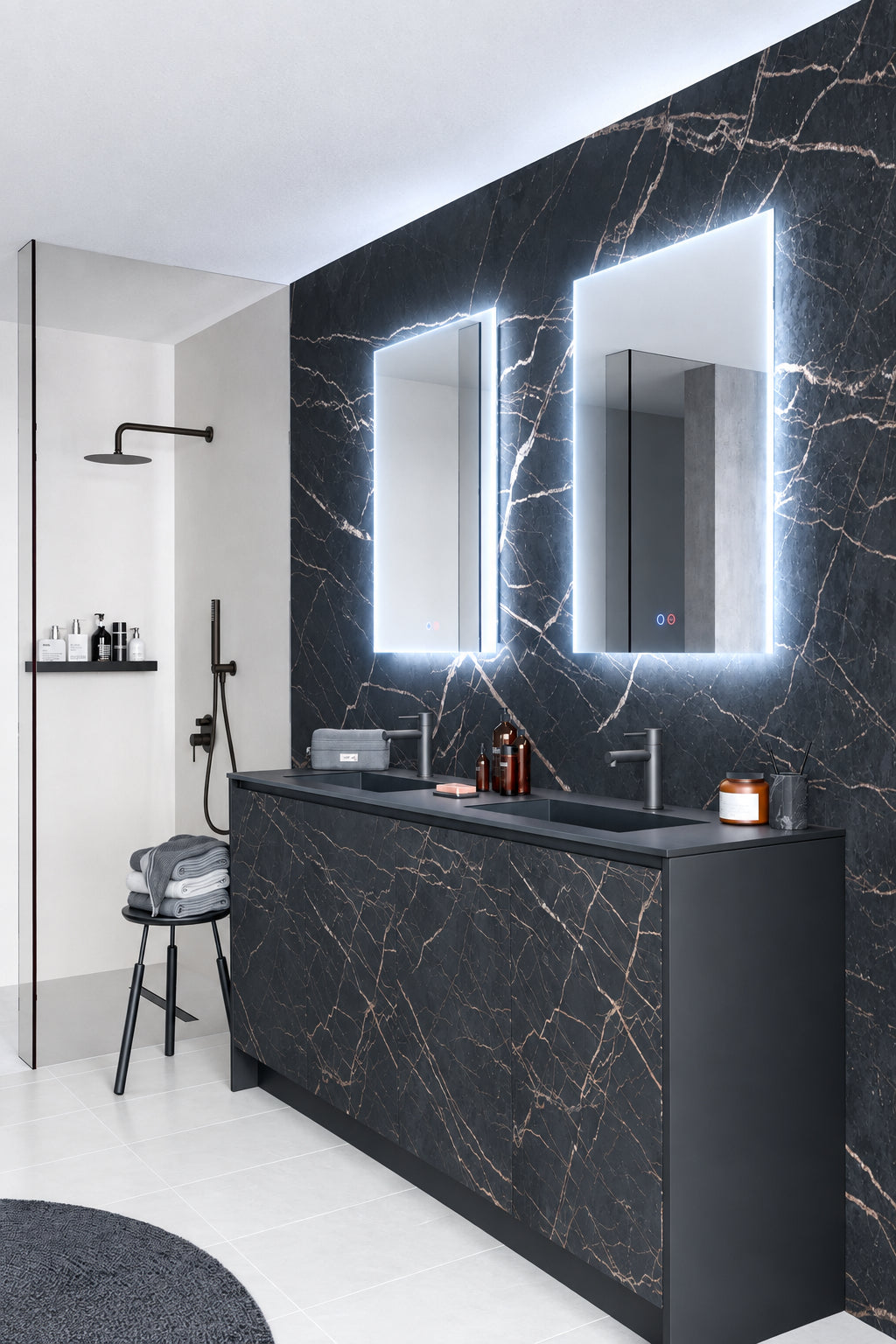 Espejo de baño rectangular con luz LED retroiluminada, modelo ITALIA
