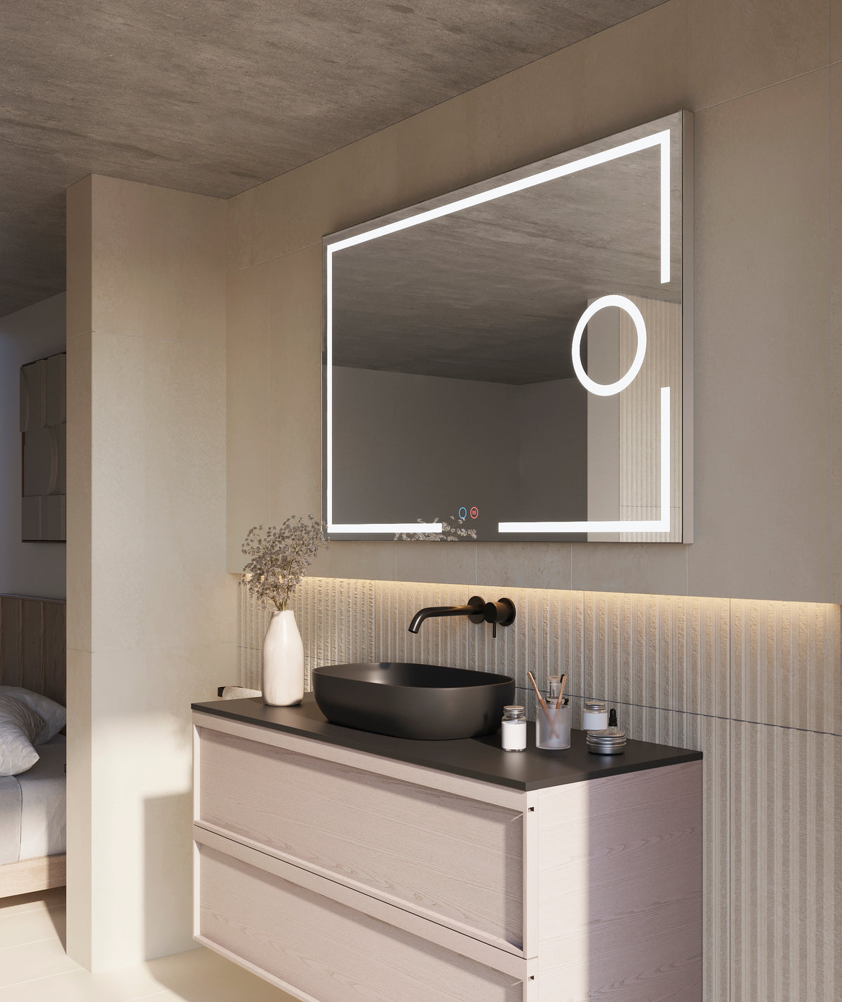 Espejo de baño con luz LED frontal rectangular · Modelo MALTA