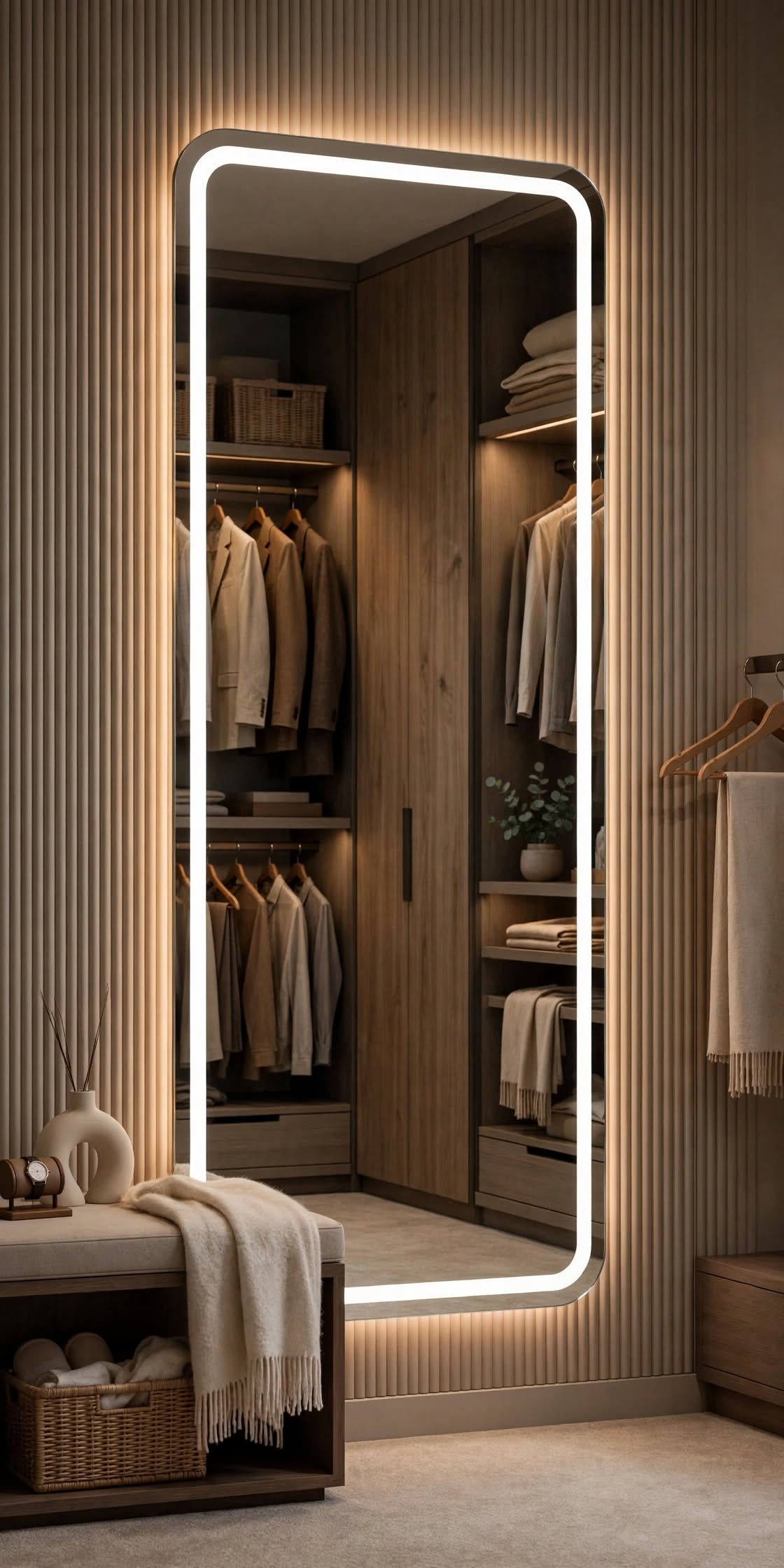 Espejo de baño y vestidor con luz LED rectangular retroiluminado · Modelo AUSTRIA