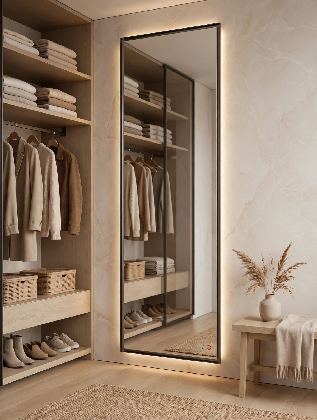 Espejo de Baño y Vestidor Rectangular con Luz LED Retroiluminada · Modelo CALIFORNIA
