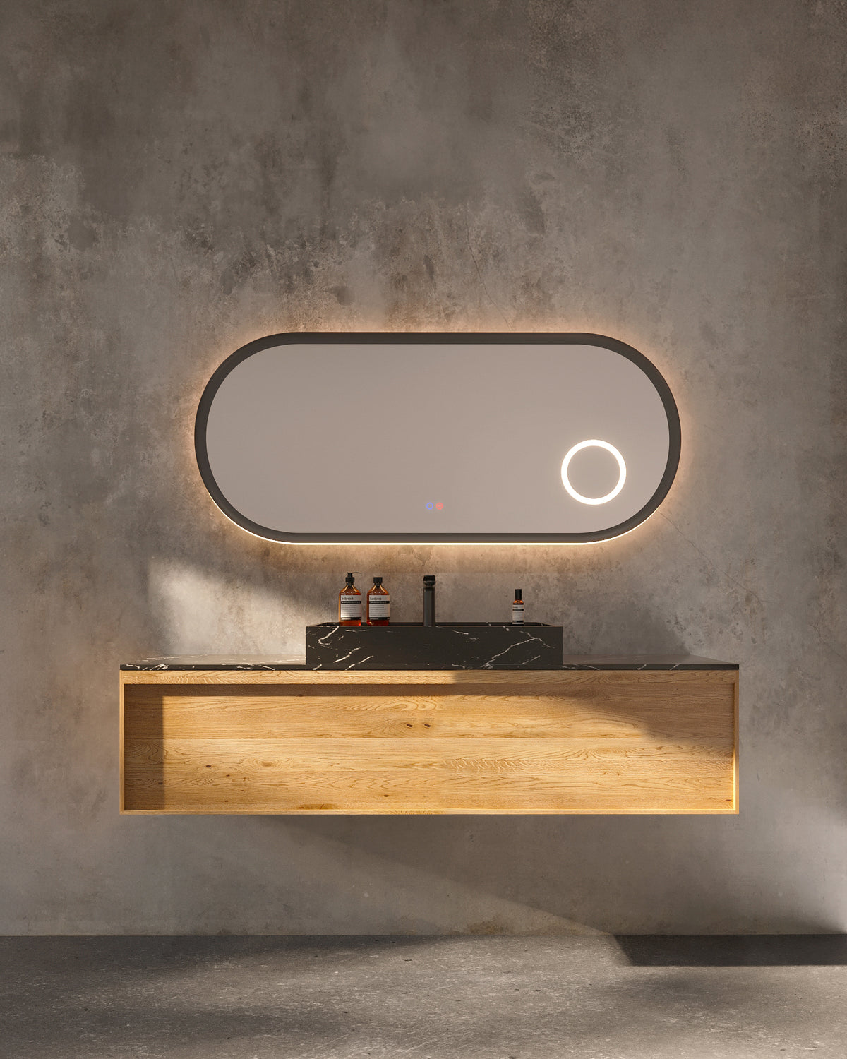 Espejo de baño con luz LED retroiluminada y perimetral · Modelo RIMINI
