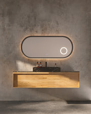 Espejo de baño con luz LED ovalado con luz retroiluminada y perimetral · Modelo RIMINI