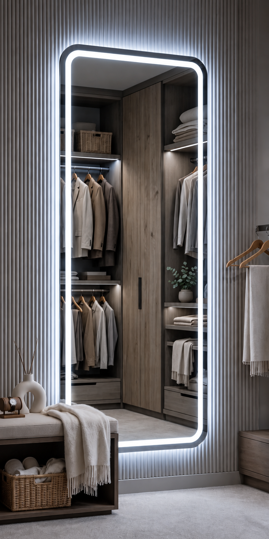 Espejo de baño y vestidor con luz LED rectangular retroiluminado · Modelo AUSTRIA