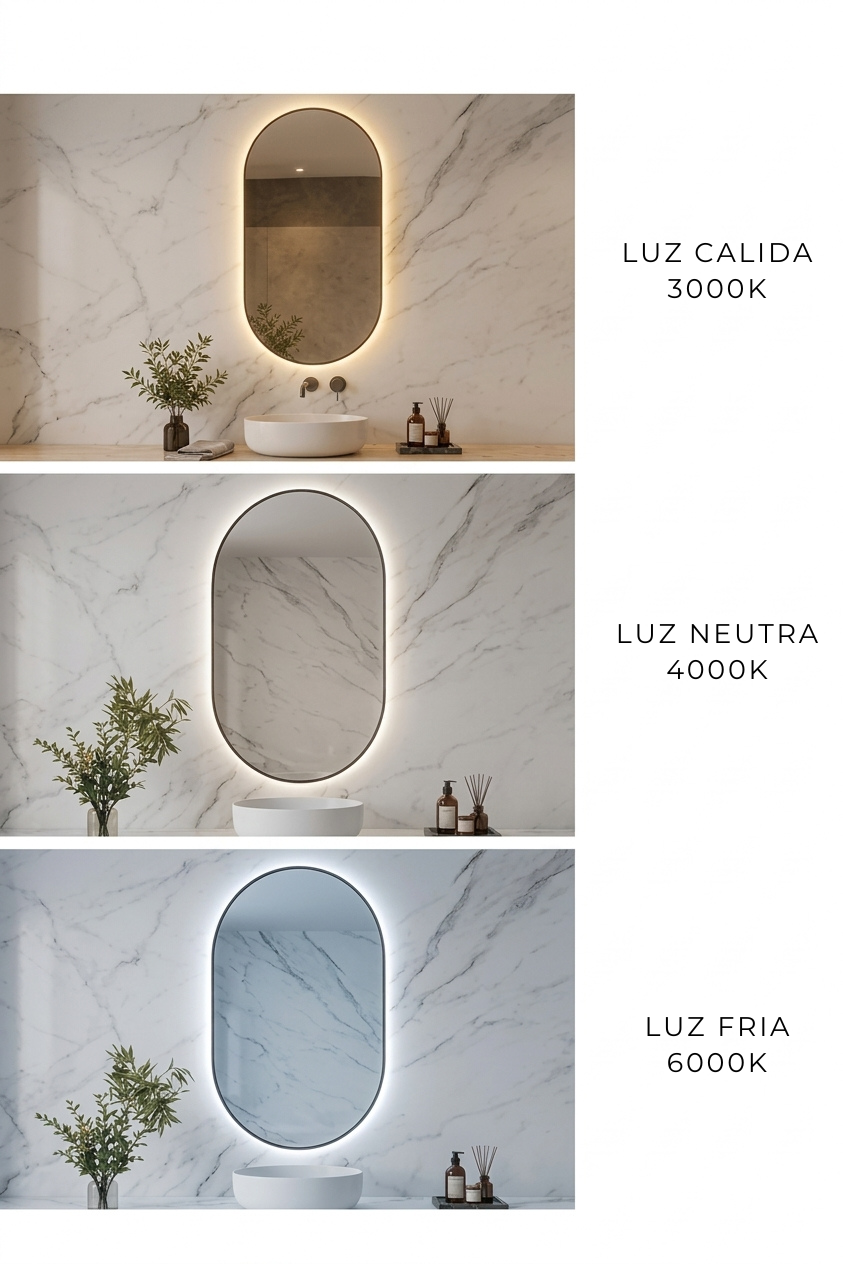 Espejo de baño ovalado con luz LED retroiluminado · Entrega 24-72h · Modelo Alice Luz EXPRESS