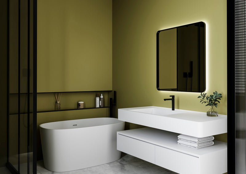 Espejo de baño con luz LED rectangular, retroiluminado · Modelo ADRIAN