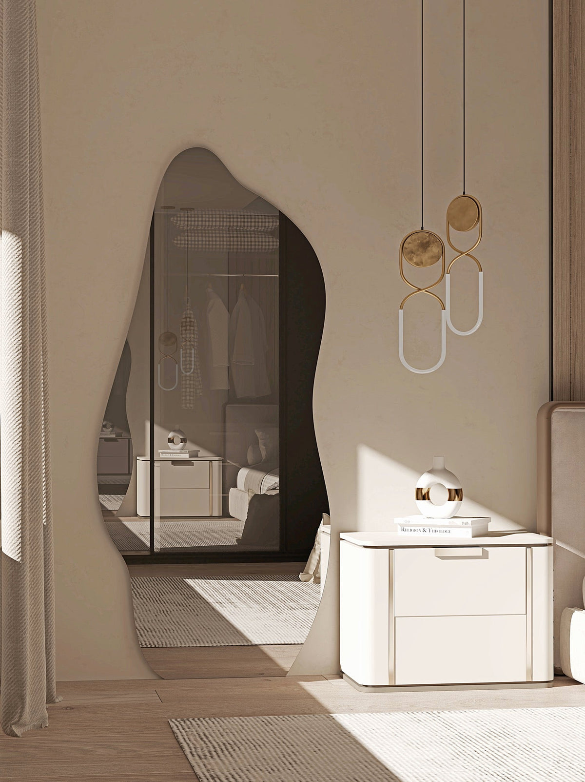 Espejo de baño de forma orgánica sin luz · Modelo ARÚN SIN [config]