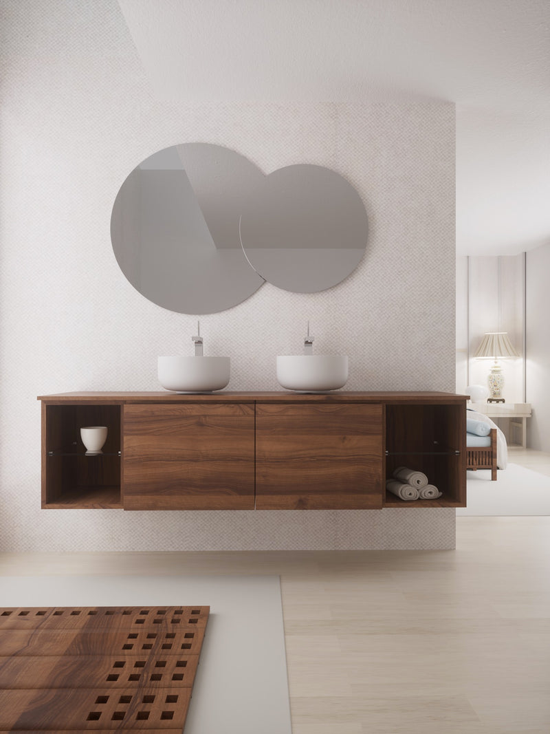 Espejo de baño con luz LED de forma orgánica, retroiluminado · Modelo BAILÉN