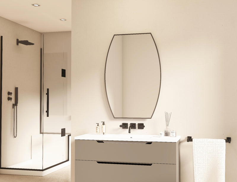 Espejo de baño con luz LED de forma orgánica a medida, retroiluminado · Modelo BARISCA