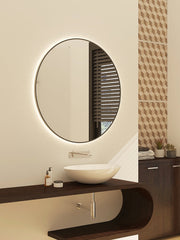 Espejo de baño con luz LED redondo, retroiluminado · Modelo BOSCAR [config]