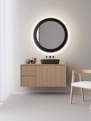 Espejo de baño con luz LED redondo, retroiluminado · Modelo DENIVA [config]