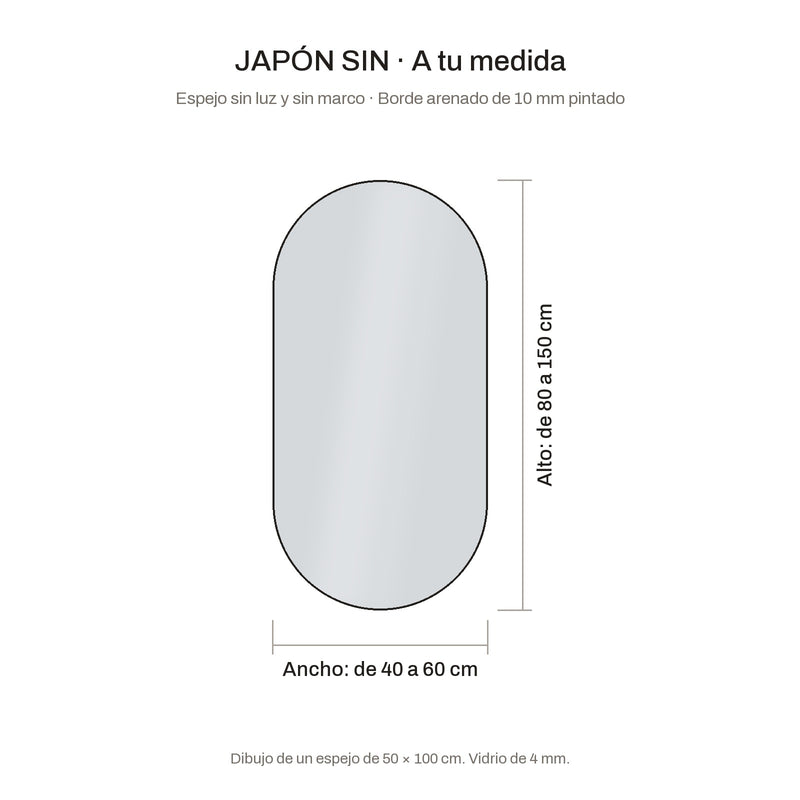 Espejo de baño ovalado sin luz a medida · Modelo JAPÓN SIN