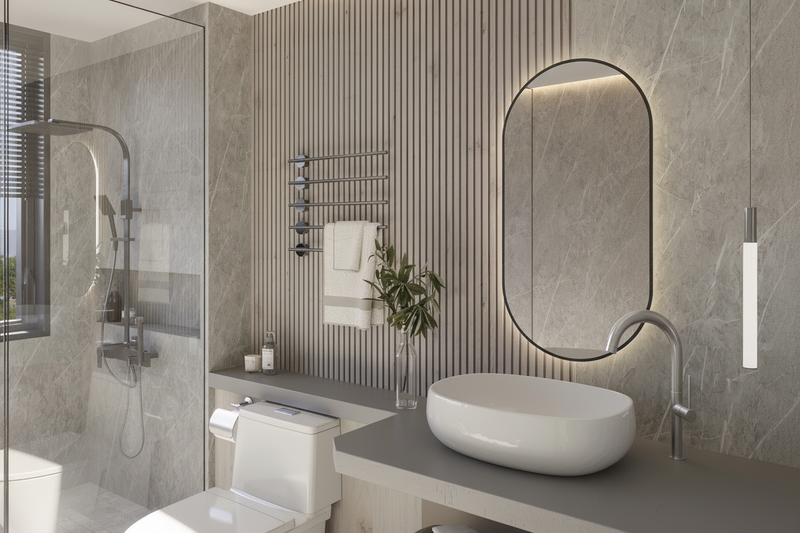 Espejo de baño ovalado con luz LED retroiluminada · Modelo Japón EXPRESS