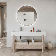 Espejo de baño con luz LED redondo, retroiluminado · Modelo LUNIX [config]