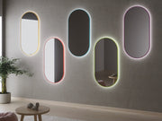 Espejo de baño con luz LED ovalado, retroiluminado · Modelo MILANO [config]