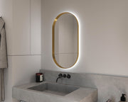 Espejo de baño con luz LED ovalado, retroiluminado · Modelo MILUS [config]