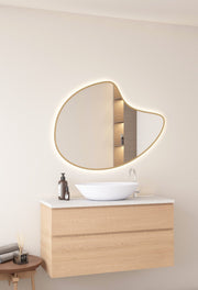 Espejo de baño con luz LED de forma orgánica, retroiluminado · Modelo NATUR [config]
