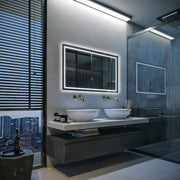 Espejo de baño con luz LED rectangular a medida, con luz frontal y ambiental · Modelo NOLI [config]