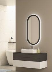 Espejo de baño con luz LED ovalado, retroiluminado · Modelo ROMULO [config]