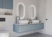 Espejo de baño con luz LED ovalado, con luz frontal y ambiental · Modelo SALVA [config]
