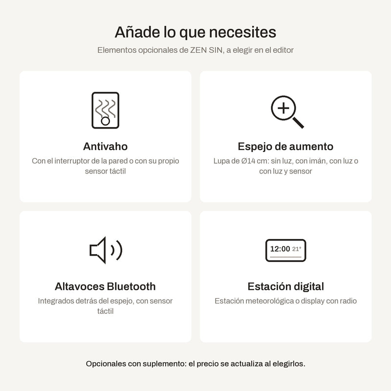 Espejo de baño de forma orgánica sin luz · Modelo ZEN SIN