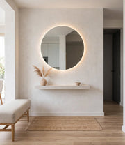 Espejo de baño con luz LED redondo a medida retroiluminado · Modelo DIAN